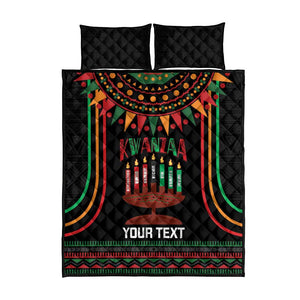 Personalized Afro-American Kwanzaa Quilt Bed Set Kinara Candles African Pattern