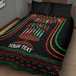 Personalized Afro-American Kwanzaa Quilt Bed Set Kinara Candles African Pattern