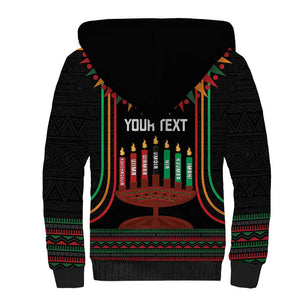 Personalized Afro-American Kwanzaa Sherpa Hoodie Kinara Candles African Pattern