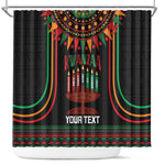 Personalized Afro-American Kwanzaa Shower Curtain Kinara Candles African Pattern