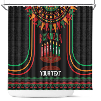 Personalized Afro-American Kwanzaa Shower Curtain Kinara Candles African Pattern
