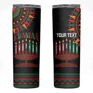 Personalized Afro-American Kwanzaa Skinny Tumbler Kinara Candles African Pattern