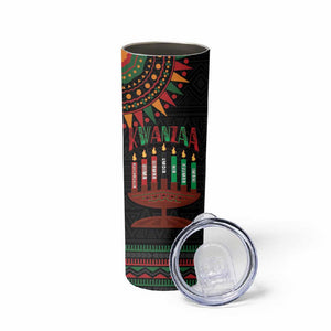 Personalized Afro-American Kwanzaa Skinny Tumbler Kinara Candles African Pattern