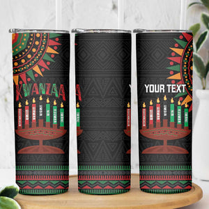 Personalized Afro-American Kwanzaa Skinny Tumbler Kinara Candles African Pattern