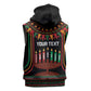 Personalized Afro-American Kwanzaa Sleeveless Hoodie Kinara Candles African Pattern - African Pride