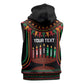Personalized Afro-American Kwanzaa Sleeveless Zip Hoodie Kinara Candles African Pattern - African Pride
