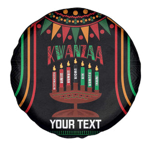 Personalized Afro-American Kwanzaa Spare Tire Cover Kinara Candles African Pattern