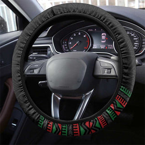 Afro-American Kwanzaa Steering Wheel Cover Kinara Candles African Pattern