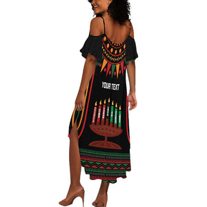 Personalized Afro-American Kwanzaa Summer Maxi Dress Kinara Candles African Pattern