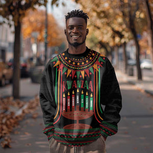 Personalized Afro-American Kwanzaa Sweatshirt Kinara Candles African Pattern