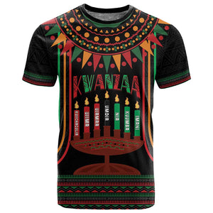 Personalized Afro-American Kwanzaa T shirt Kinara Candles African Pattern