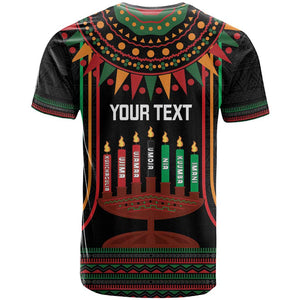 Personalized Afro-American Kwanzaa T shirt Kinara Candles African Pattern