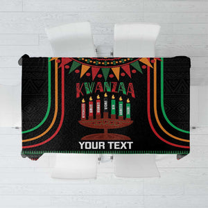 Personalized Afro-American Kwanzaa Tablecloth Kinara Candles African Pattern