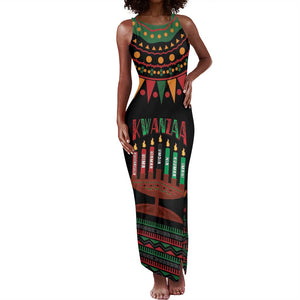 Personalized Afro-American Kwanzaa Tank Maxi Dress Kinara Candles African Pattern