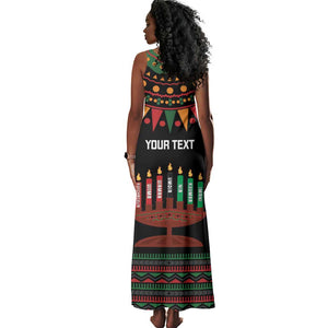 Personalized Afro-American Kwanzaa Tank Maxi Dress Kinara Candles African Pattern