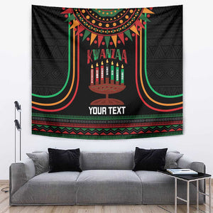 Personalized Afro-American Kwanzaa Tapestry Kinara Candles African Pattern