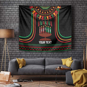 Personalized Afro-American Kwanzaa Tapestry Kinara Candles African Pattern