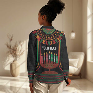 Personalized Afro-American Kwanzaa Women Casual Shirt Kinara Candles African Pattern