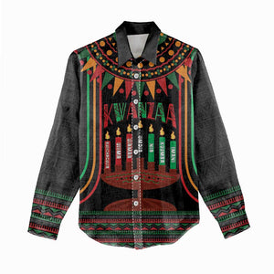 Personalized Afro-American Kwanzaa Women Casual Shirt Kinara Candles African Pattern