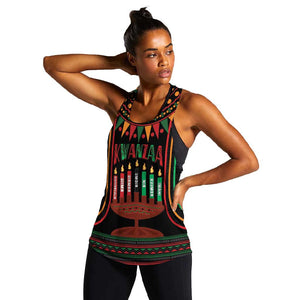 Personalized Afro-American Kwanzaa Women Racerback Tank Kinara Candles African Pattern