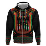 Personalized Afro-American Kwanzaa Zip Hoodie Kinara Candles African Pattern