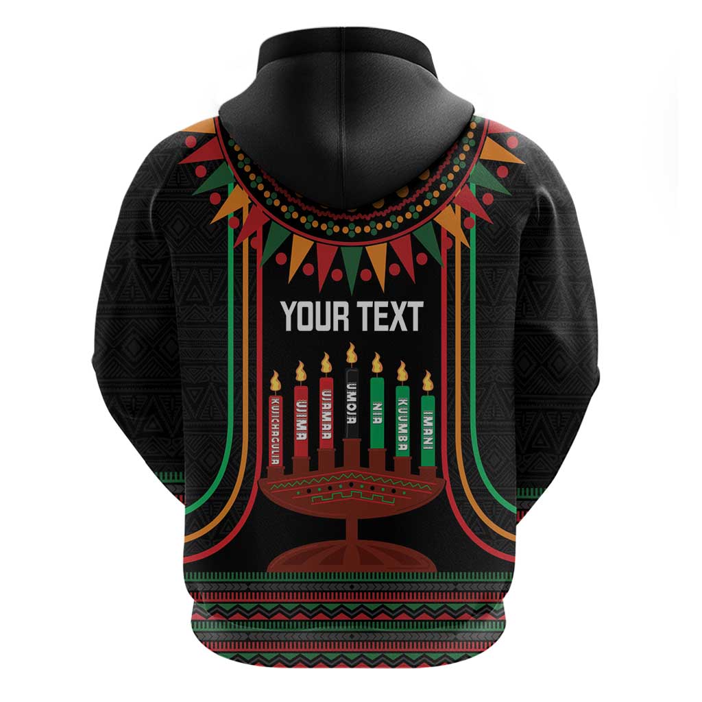 Personalized Afro-American Kwanzaa Zip Hoodie Kinara Candles African Pattern
