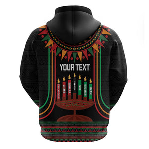Personalized Afro-American Kwanzaa Zip Hoodie Kinara Candles African Pattern