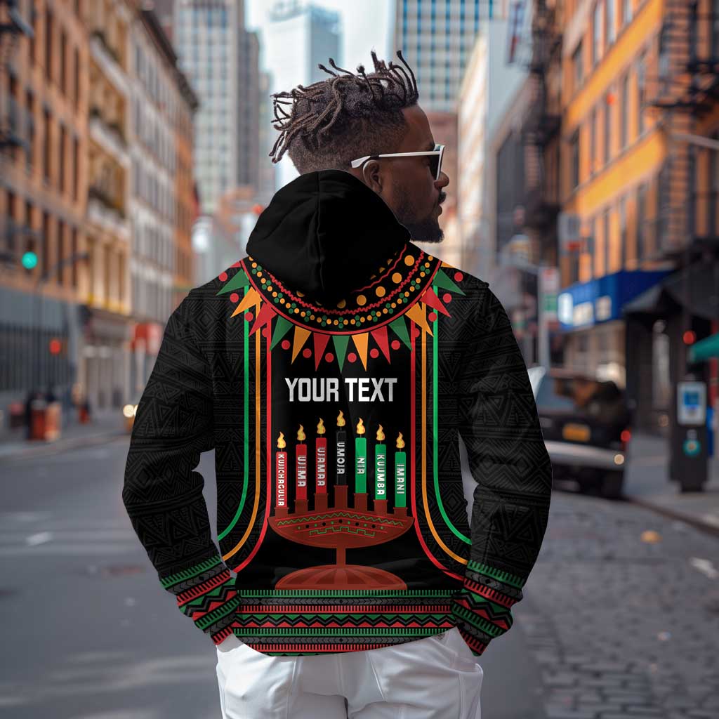 Personalized Afro-American Kwanzaa Zip Hoodie Kinara Candles African Pattern