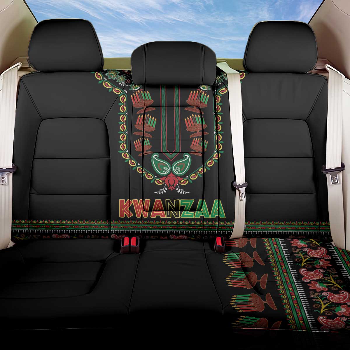 Afro-American Kwanzaa Back Car Seat Cover Dashiki Mix Paisley Pattern