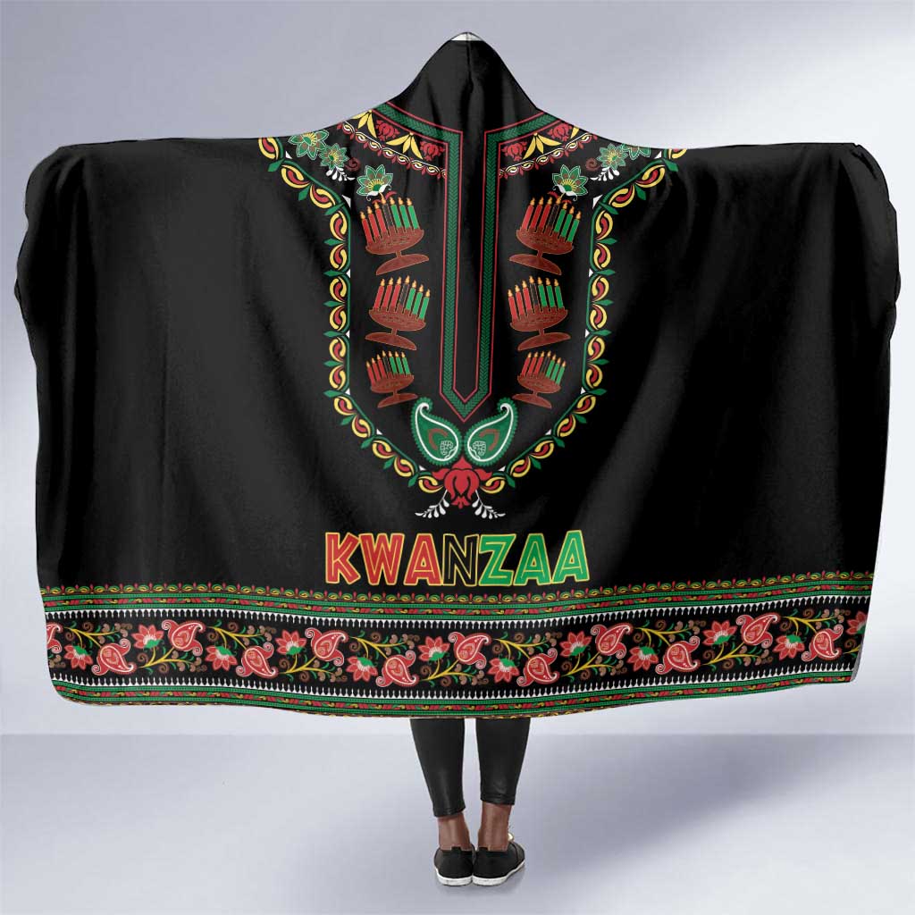 Afro-American Kwanzaa Hooded Blanket Dashiki Mix Paisley Pattern