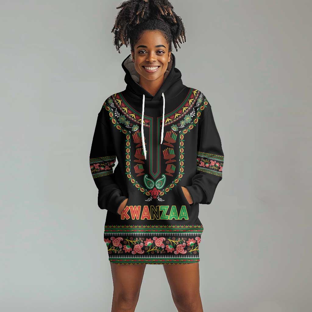 Personalized Afro-American Kwanzaa Hoodie Dress Dashiki Mix Paisley Pattern