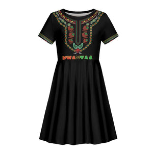 Personalized Afro-American Kwanzaa Kid Short Sleeve Dress Dashiki Mix Paisley Pattern