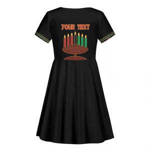 Personalized Afro-American Kwanzaa Kid Short Sleeve Dress Dashiki Mix Paisley Pattern