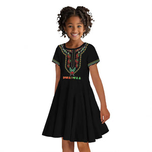 Personalized Afro-American Kwanzaa Kid Short Sleeve Dress Dashiki Mix Paisley Pattern