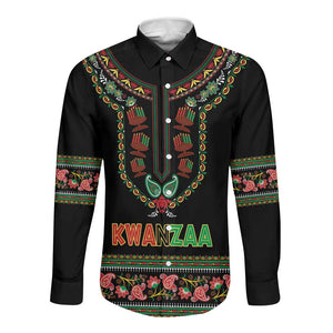 Personalized Afro-American Kwanzaa Long Sleeve Button Shirt Dashiki Mix Paisley Pattern