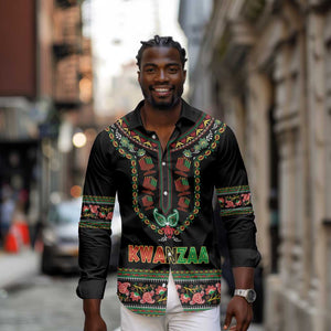 Personalized Afro-American Kwanzaa Long Sleeve Button Shirt Dashiki Mix Paisley Pattern