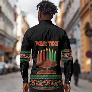 Personalized Afro-American Kwanzaa Long Sleeve Button Shirt Dashiki Mix Paisley Pattern