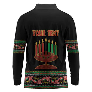 Personalized Afro-American Kwanzaa Long Sleeve Polo Shirt Dashiki Mix Paisley Pattern