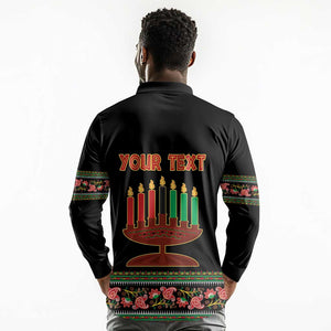 Personalized Afro-American Kwanzaa Long Sleeve Polo Shirt Dashiki Mix Paisley Pattern