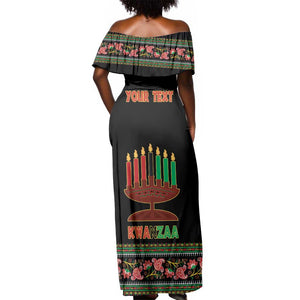 Personalized Afro-American Kwanzaa Off Shoulder Maxi Dress Dashiki Mix Paisley Pattern