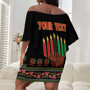 Personalized Afro-American Kwanzaa Off Shoulder Short Dress Dashiki Mix Paisley Pattern