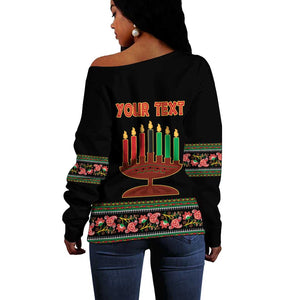 Personalized Afro-American Kwanzaa Off Shoulder Sweater Dashiki Mix Paisley Pattern