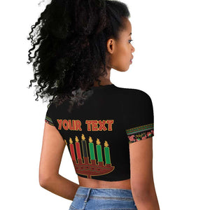 Personalized Afro-American Kwanzaa Raglan Cropped T shirt Dashiki Mix Paisley Pattern