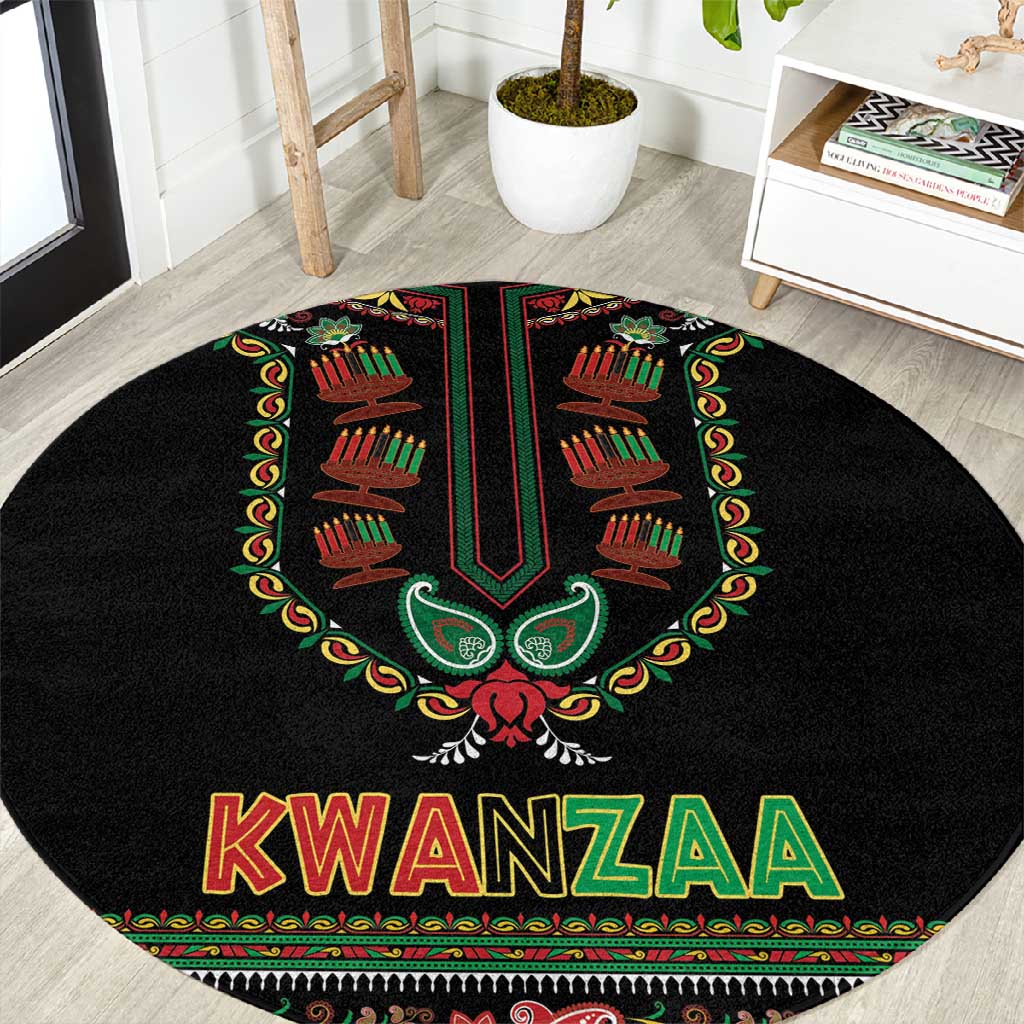 Afro-American Kwanzaa Round Carpet Dashiki Mix Paisley Pattern