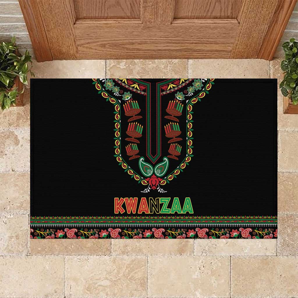 Afro-American Kwanzaa Rubber Doormat Dashiki Mix Paisley Pattern