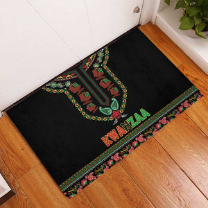 Afro-American Kwanzaa Rubber Doormat Dashiki Mix Paisley Pattern