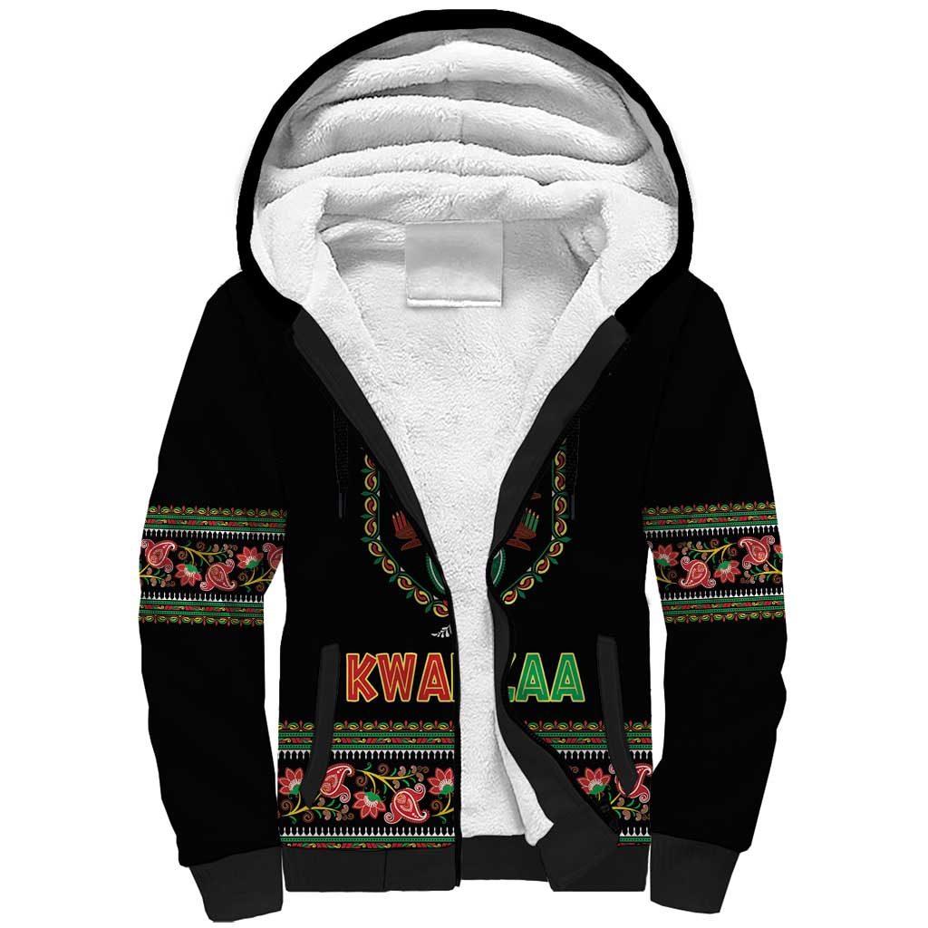 Personalized Afro-American Kwanzaa Sherpa Hoodie Dashiki Mix Paisley Pattern