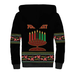 Personalized Afro-American Kwanzaa Sherpa Hoodie Dashiki Mix Paisley Pattern