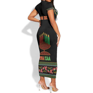 Personalized Afro-American Kwanzaa Short Sleeve Bodycon Dress Dashiki Mix Paisley Pattern