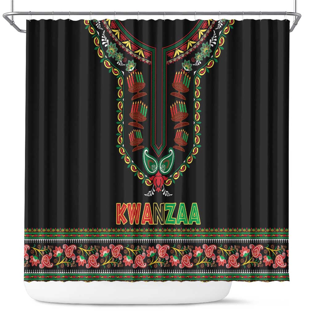 Afro-American Kwanzaa Shower Curtain Dashiki Mix Paisley Pattern